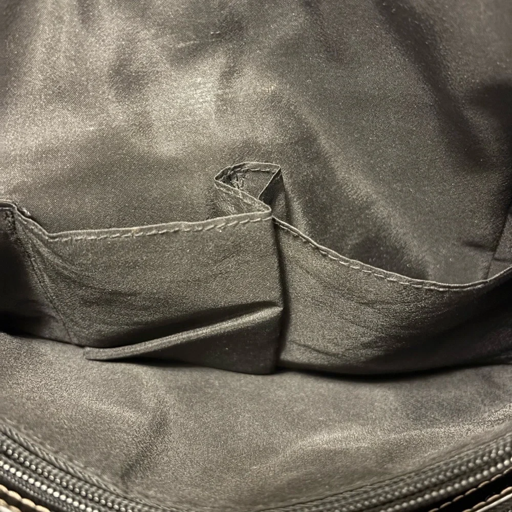 Gianni Bernini Black Handbag Double Handles Metal Feet. Preowned Exc Condition